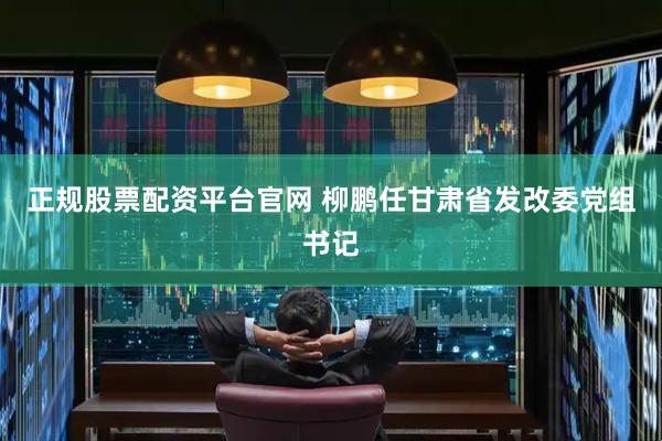 正规股票配资平台官网 柳鹏任甘肃省发改委党组书记